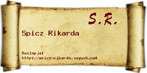 Spicz Rikarda névjegykártya